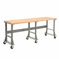 Global Industrial Extra Long Mobile Workbench, 96 x 36in, Flared Leg, Maple Square Edge 183436A